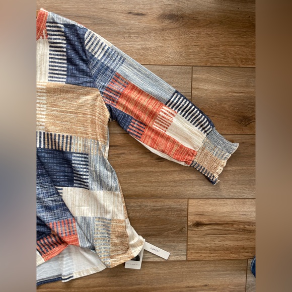 Lomon Patchwork Blouse Top NWT 3/4 Bishop sleeve. Woman’s Size:2XL - Picture 6 of 9